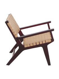 Kunstleren fauteuil Akina in beige, Zitvlak: kunstleer (100% polyureth, Frame: massief gelakt acaciahout, Beige, 62 x 74 cm