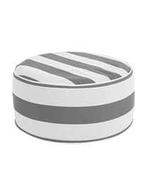 Puff hinchable para exterior Stripes, Tapizado: tejido 100% poliéster (20, Blanco y gris a rayas, Ø 53 x Al 23 cm