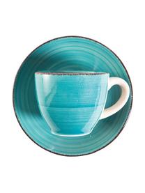 Espressotassen Baita Acqua mit Untertassen, 6er-Set, Keramik, Blautöne, Ø 7 x H 6 cm, 90 ml