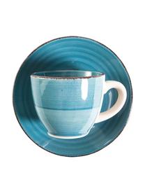 Espressotassen Baita Acqua mit Untertassen, 6er-Set, Keramik, Blautöne, Ø 7 x H 6 cm, 90 ml