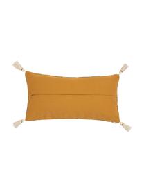 Housse de coussin rectangulaire bohème pur coton Boa, Jaune, blanc