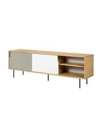 Credenza scandi Danny, Superficie: con finitura in legno di , Gambe: acciaio verniciato, Legno di quercia, bianco, grigio, Larg. 201 x Alt. 65 cm