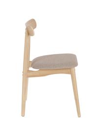 Houten stoel Nayme met gestoffeerde zitvlak, Bekleding: polyester, Frame: rubberhout, Frame: multiplex, Bruin, beige, 48 x 50 cm