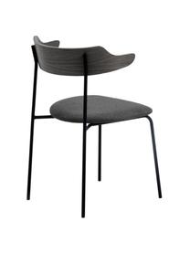 Gestoffeerde stoelen Olympia met rugleuning van hout, 2 stuks, Zitvlak: textiel, Frame: metaal, Zwart, B 52 x D 49 cm