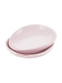 Platos hondos artesanales Amalia, 2 uds., Cerámica, Rosa pálido, blanco crema, Ø 20 cm