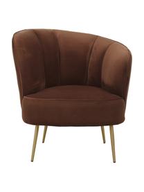 Fluwelen fauteuil Louise in bruin, Bekleding: fluweel (polyester), Poten: gecoat metaal, Fluweel bruin, B 76 x D 75 cm