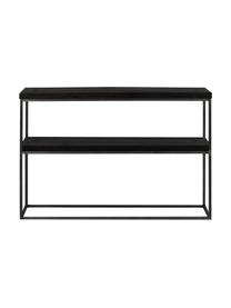 Console noire avec 2 plateaux Dalton, Tablette : noir avec structure en bois visible Structure : gris