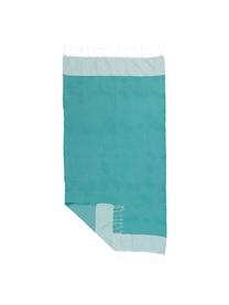 Fouta con flecos Ibiza, Verde azulado, blanco, An 100 x L 200 cm