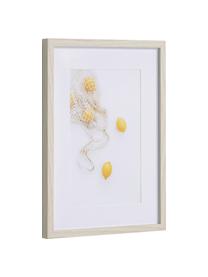 Gerahmter Digitaldruck Leyla Bag of Lemons, Rahmen: Mitteldichte Holzfaserpla, Bild: Papier, Front: Glas, Weiss, Gelb, B 30 x H 40 cm