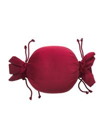 Coussin en velours rouge foncé en forme de bonbon Pandora, Velours rouge, Ø 30 cm