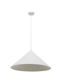 Lámpara de techo grande Alia, Pantalla: metal recubierto, Anclaje: metal, Cable: cubierto en tela, Blanco, Ø 70 x Al 32 cm