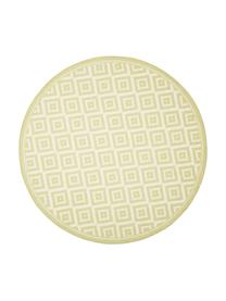 Rond in- en outdoor vloerkleed met patroon Miami in geel/wit, 86% polypropyleen, 14% polyester, Wit, geel, Ø 200 cm (maat L)