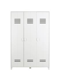 Armadio a 3 ante in legno bianco Locker, Legno di pino rivestito, Bianco, Larg. 123 x Alt. 186 cm