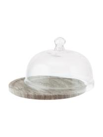 Cloche con base in marmo Cheese, Beige trasparente, Ø 25 x Alt. 14 cm