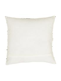 Coussin avec motif texturé et paillettes Lena, Blanc, noir, beige clair