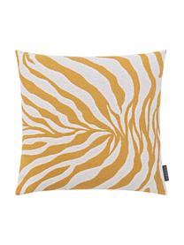 Housse de coussin 50x50 zébra jaune et blanc Sana, Jaune moutarde, blanc