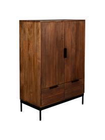 Highboard Saroo aus Mangoholz mit geriffelter Front, Gestell: Mangoholz, lackiert, Beine: Metall, beschichtet, Mangoholz, B 80 x H 115 cm