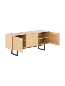 Dressoir Camden met deuren en eikenhoutfineer, Frame: middeldichte vezeplaat (M, Poten: berkenhout, gelakt, FSC®-, Hout, B 175 x H 75 cm