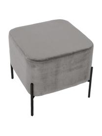Samt-Hocker Harper, Bezug: Baumwollsamt, Fuß: Metall, pulverbeschichtet, Samt Grau, Schwarz, B 46 x H 44 cm