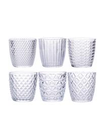 Waterglazen Geometry met structuurpatroon, set van 6, Glas, Transparant, Ø 9 x H 9 cm, 380 ml