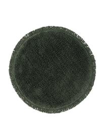 Tapis de bain rond coton vert Loose, 100 % coton, Vert, Ø 70 cm