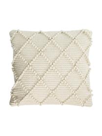 Boho kussenhoes Kerenise met hoog-laag structuur, 80% wol, 20% katoen, Beige, 45 x 45 cm