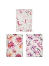 Komplet ręczników kuchennych z bawełny Magnolia, 3 elem., Bawełna, Biały, odcienie różowego, S 50 x D 70 cm