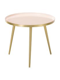 Kulatý odkládací stolek z kovu Amalia, Deska stolu: světle růžová Nohy stolu: zlatá, Ø 50 cm, V 42 cm