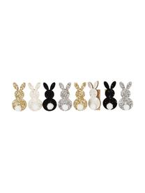 Deko-Clips-Set Glitzer Hasen, 8er-Set, Holz, Kunststoff, Goldfarben, Silberfarben, Weiß, Schwarz, B 3 x H 5 cm