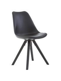 Gestoffeerde stoelen Elin, 2 stuks, Bekleding: imitatieleer (100% polyur, Poten: gelakt rubberhout, Zwart, 49 x 85 cm