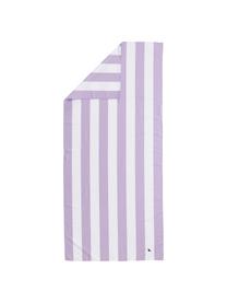 Fouta rayé lilas Cabana, Lilas, blanc, larg. 90 x long. 200 cm