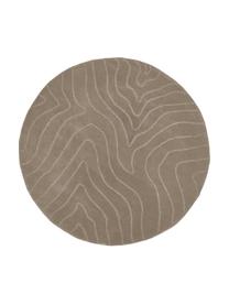 Rond wollen vloerkleed Aaron in taupe, handgetuft, Bovenzijde: 100% wol, Onderzijde: 100% katoen Bij wollen vl, Taupe, Ø 150 cm (maat M)