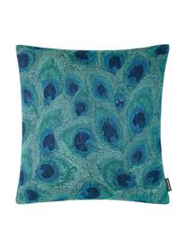 Housse de coussin 45x45 Pavone, Tons verts et bleus