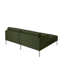 Kleines Ecksofa Fluente mit Metall-Füßen, Bezug: 100 % Polyester Der strap, Gestell: Massives Kiefernholz, FSC, Füße: Metall, pulverbeschichtet, Webstoff Dunkelgrün, B 198 x T 152 cm, Eckteil links