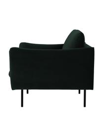 Fotel z aksamitu Moby, Tapicerka: aksamit (wysokiej jakości, Stelaż: lite drewno sosnowe z cer, Nogi: metal malowany proszkowo, Ciemnozielony aksamit, S 90 x G 90 cm