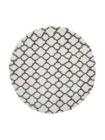 Tapis rond moelleux à poils longs Mona, Blanc crème, gris foncé, Ø 150 cm (taille M)