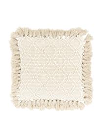 Kussenhoes Martina met decoratie en franjes, 100% katoen, Beige, B 45 x L 45 cm