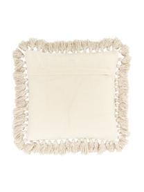 Kussenhoes Martina met decoratie en franjes, 100% katoen, Beige, B 45 x L 45 cm