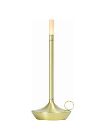 Lampada da tavolo piccola a LED da esterno dimmerabile con funzione touch USB Wick, Base della lampada: alluminio riciclato e riv, Paralume: plastica, Ottonato, Ø 12 x Alt. 26 cm