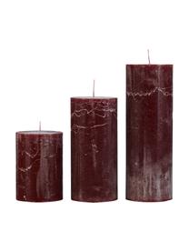 Ručně vyrobená sloupová svíčka Rustic, Parafín, Vínově červená, Ø 7 cm, V 10 cm