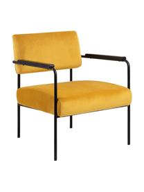 Fluwelen lounge fauteuil Cloe, Bekleding: polyester fluweel, Frame: gepoedercoat metaal, Fluweel geel, 67 x 67 cm