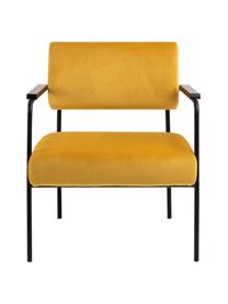 Fluwelen lounge fauteuil Cloe, Bekleding: polyester fluweel, Frame: gepoedercoat metaal, Fluweel geel, 67 x 67 cm