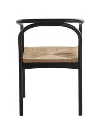 Silla con reposabrazos de abedul y mimbre Lidingo, Asiento: mimbre de cordón, Negro, beige, An 54 x F 56 cm