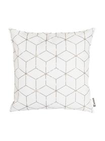 Coussin d'extérieur Cube, 100 % polyester, Blanc, beige, larg. 47 x long. 47 cm