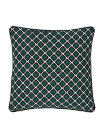 Housse de coussin 45x45 Rivets, 100 % coton, Noir, blanc crème, vert foncé, larg. 45 x long. 45 cm