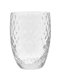 Mundgeblasene Wassergläser Melting Pot Calm mit unterschiedlichem Relief, 6er-Set, Glas, Transparent, Weiß, Ø 7-10 x H 9-11 cm, 270 bis 440 ml