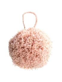 Adornos navideños Pompon, 2 uds., Algodón con hilo de lurex, Rosa, dorado, Ø 8 x Al 14 cm