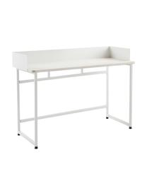 Smal bureau Liberty in wit, Tafelblad: MDF met essenhoutfineer, Frame: gecoat metaal, Rand: gecoat metaal, Wit, B 110 x H 45 cm