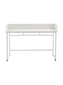 Smal bureau Liberty in wit, Tafelblad: MDF met essenhoutfineer, Frame: gecoat metaal, Rand: gecoat metaal, Wit, B 110 x H 45 cm