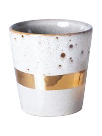 Mug artisanal avec bord doré 70's, Grès cérame, Blanc, couleur dorée, Ø 8 x haut. 8 cm, 180 ml